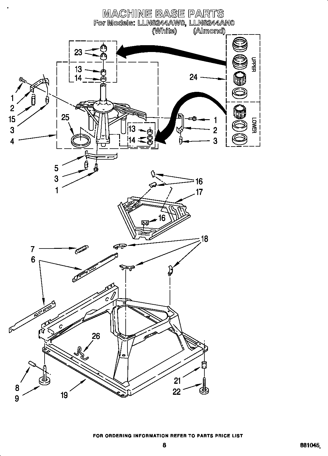 Whirlpool LLN8244AW0 machine base diagram
