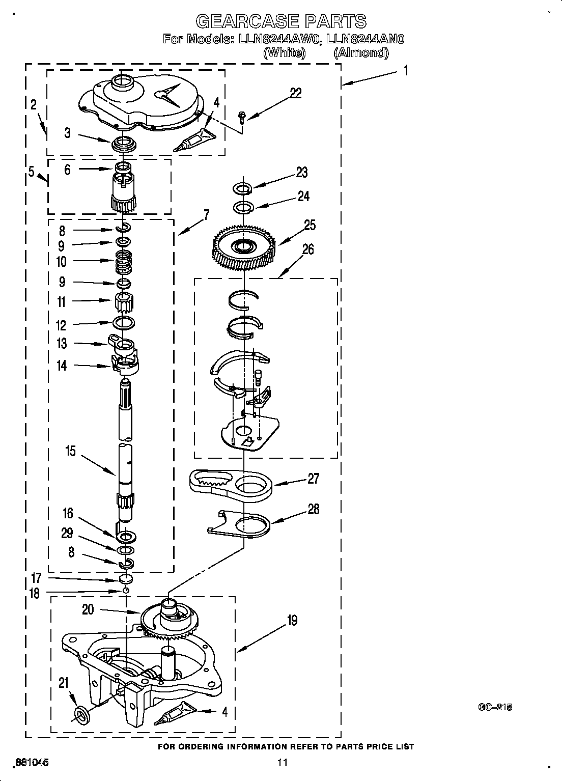 Whirlpool LLN8244AW0 gearcase diagram
