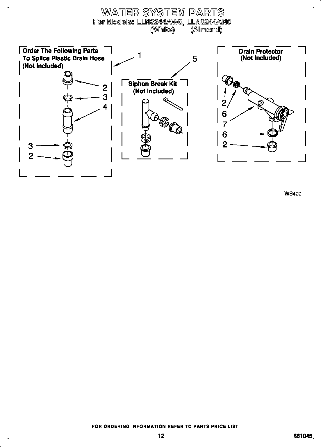 Whirlpool LLN8244AW0 water system diagram