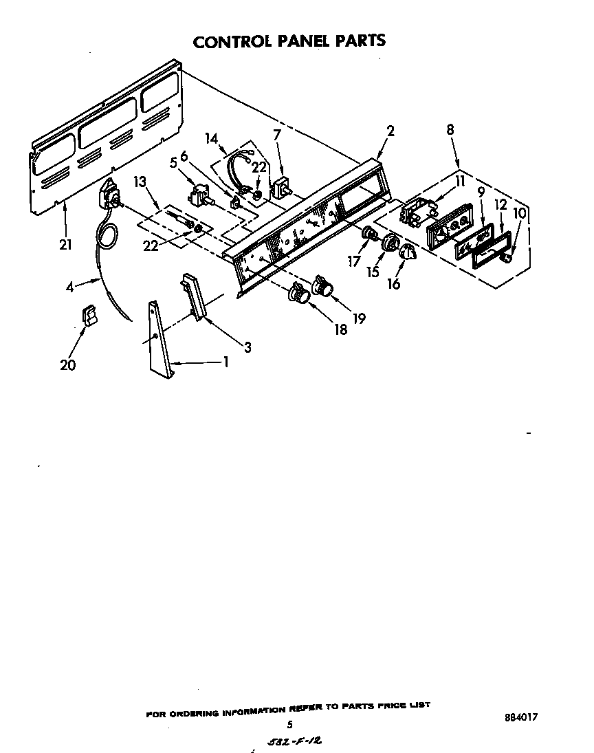 Whirlpool RJE3165W1 control panel diagram