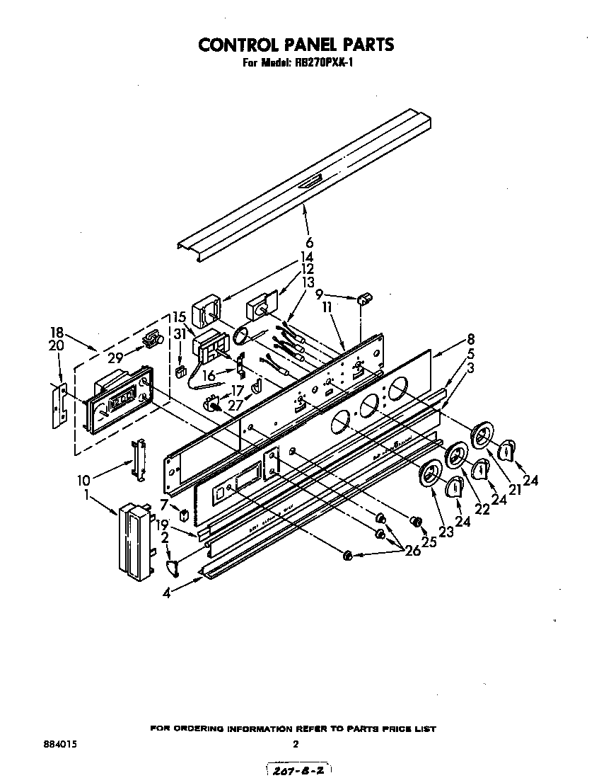 Whirlpool RB270PXK1 control panel diagram