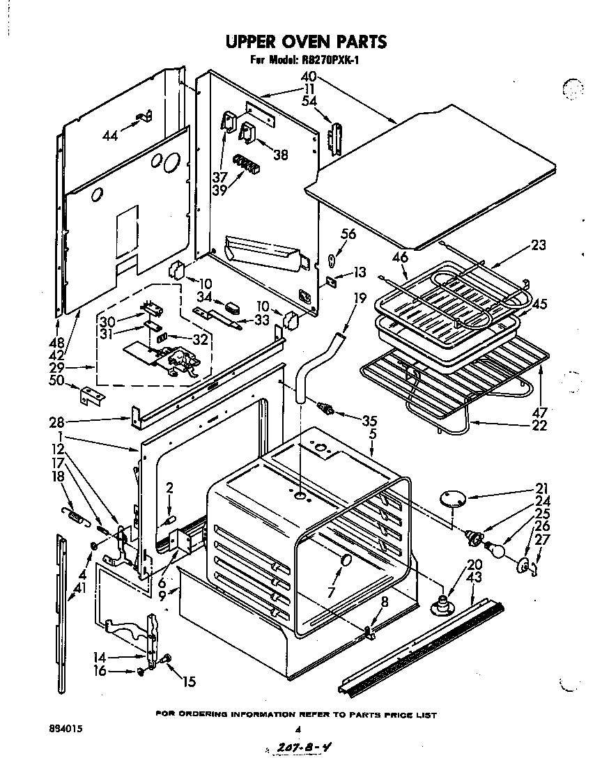 Whirlpool RB270PXK1 upper oven diagram
