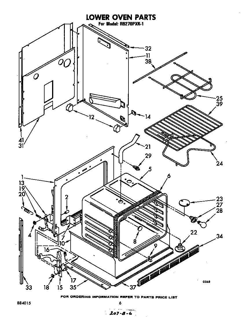 Whirlpool RB270PXK1 lower oven diagram