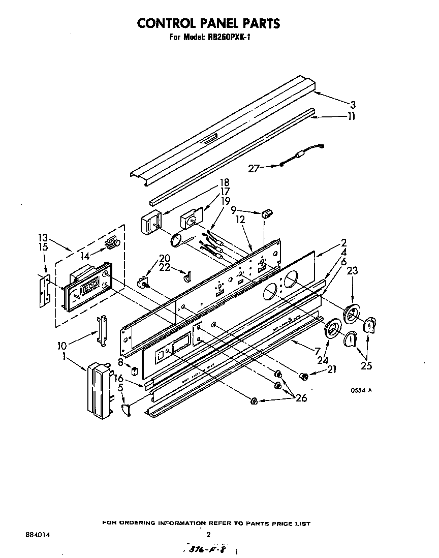 Whirlpool RB260PXK1 control panel diagram
