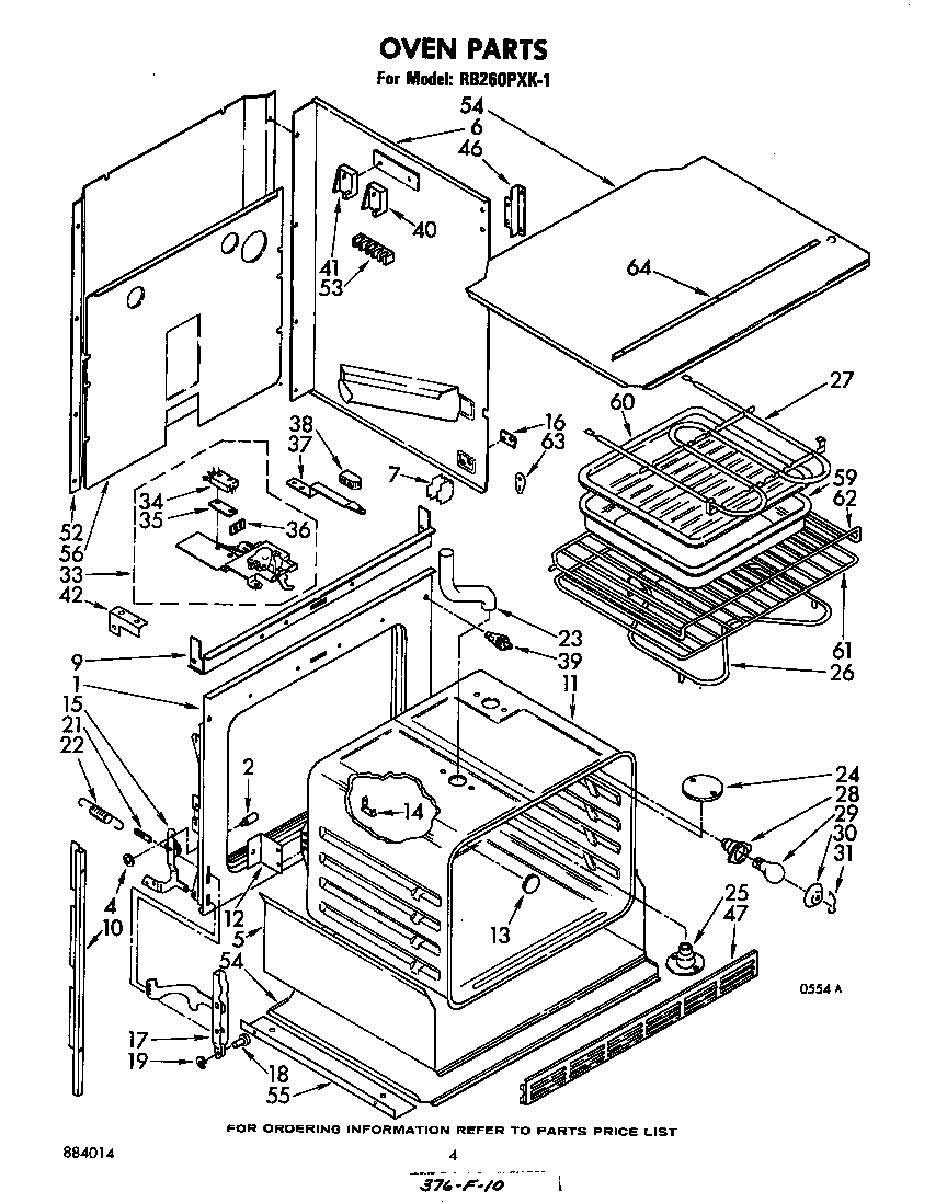 Whirlpool RB260PXK1 oven body diagram