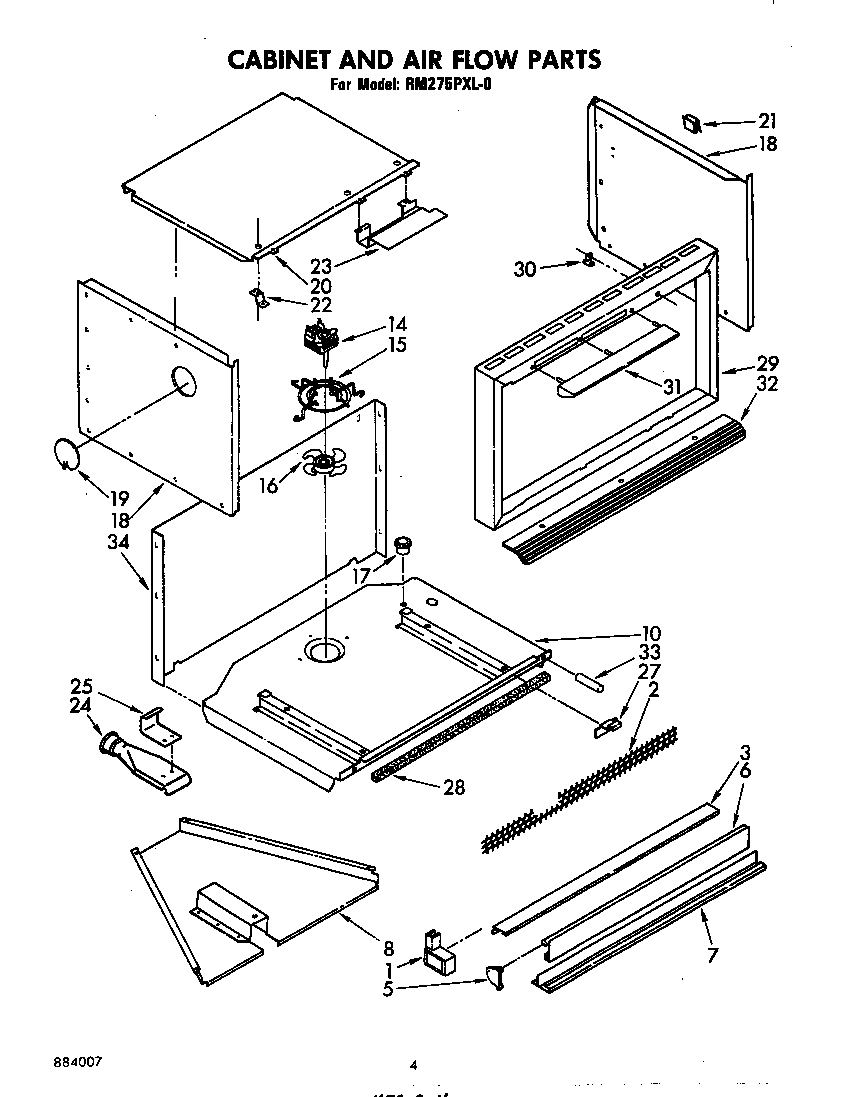 Whirlpool RM275PXL0 cabinet and airflow diagram