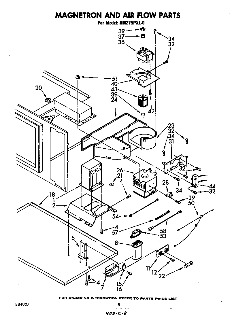 Whirlpool RM275PXL0 magnetron and airflow diagram