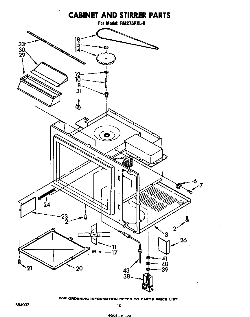 Whirlpool RM275PXL0 cabinet and stirrer diagram
