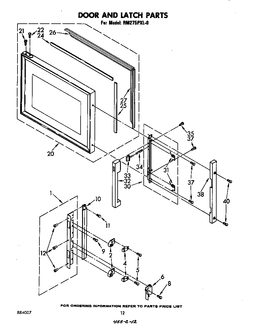 Whirlpool RM275PXL0 door and latch diagram