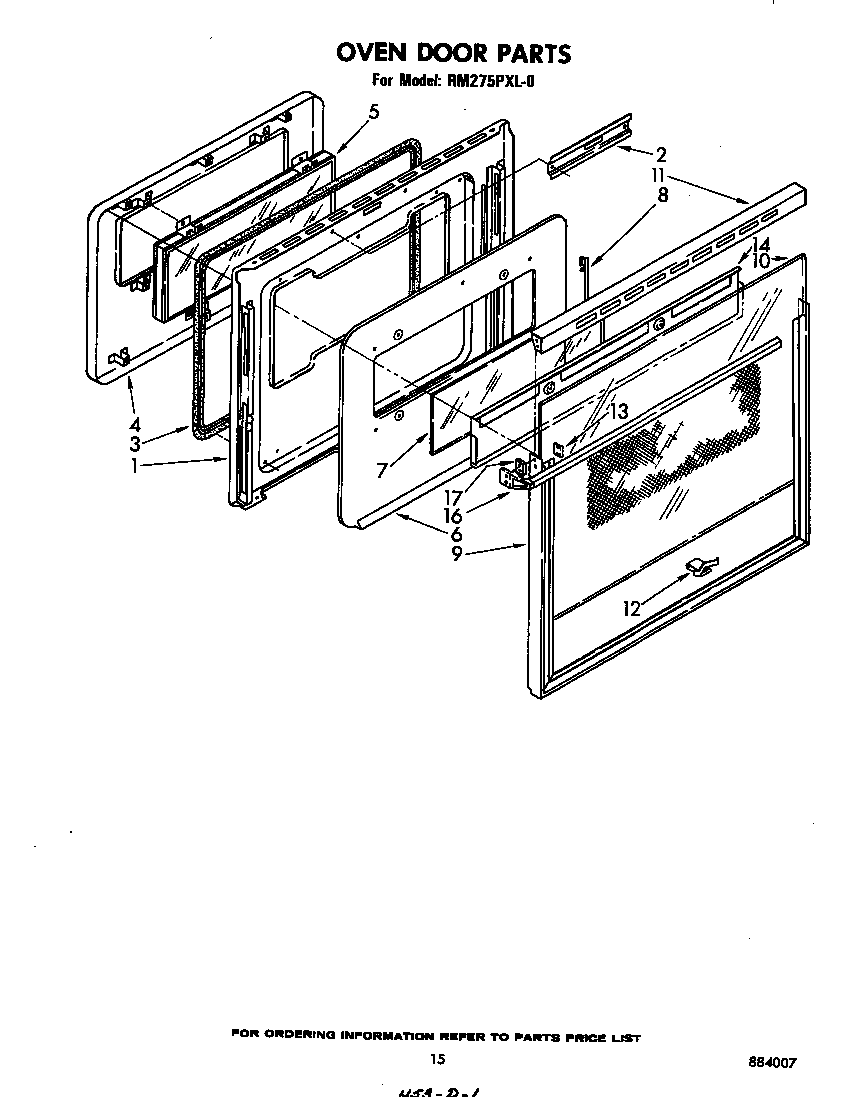 Whirlpool RM275PXL0 oven door diagram