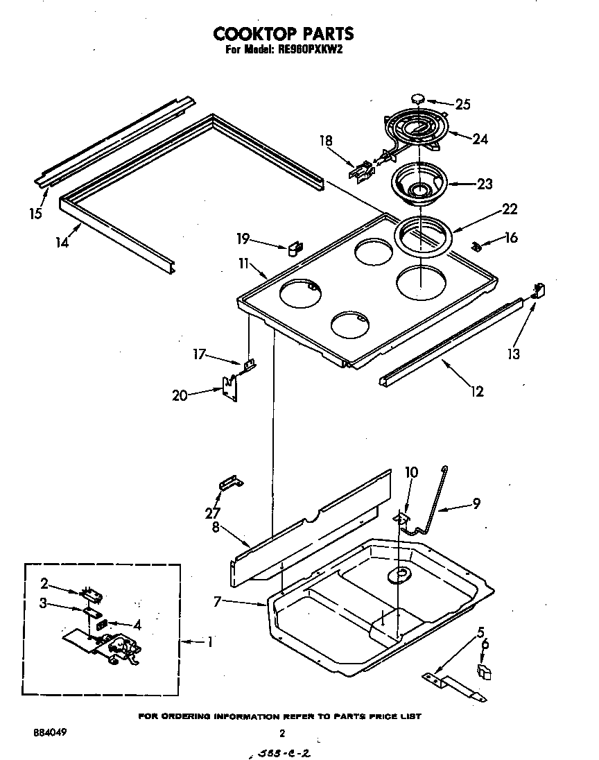 Whirlpool RE960PXKW2 cook top diagram