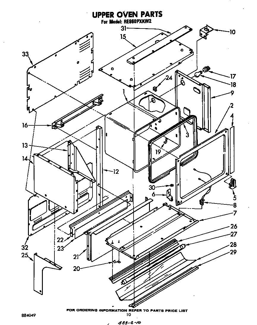 Whirlpool RE960PXKW2 upper oven diagram