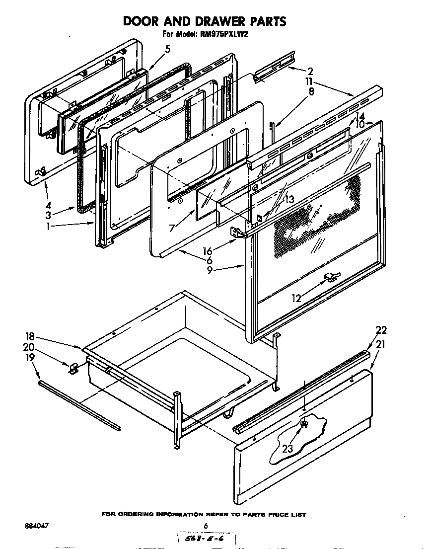 Whirlpool RM975PXLW2 door and drawer diagram