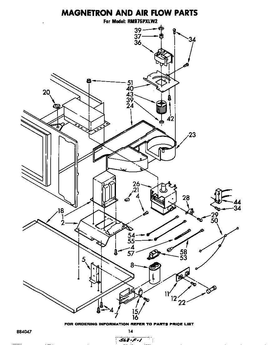 Whirlpool RM975PXLW2 magnetron and air flow diagram