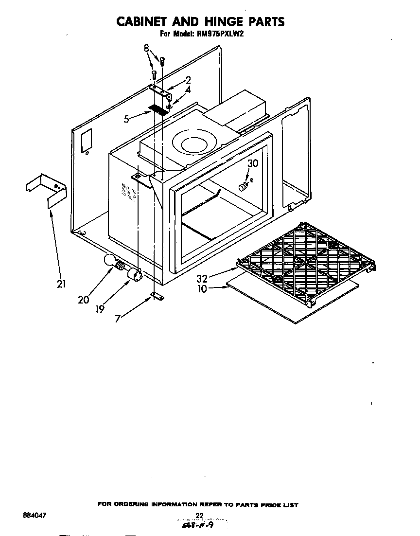 Whirlpool RM975PXLW2 cabinet and hinge diagram