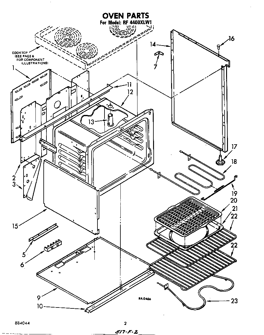 Whirlpool RF4400XLW1 oven diagram