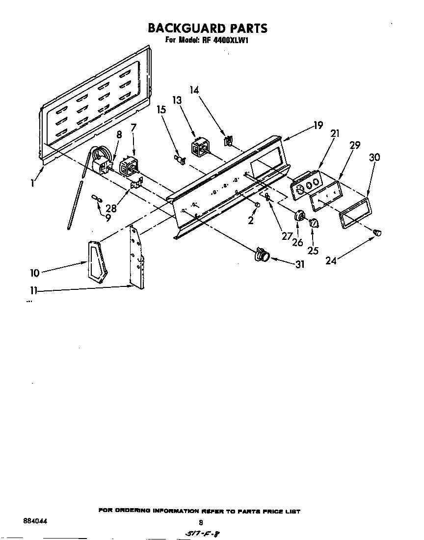 Whirlpool RF4400XLW1 backguard diagram