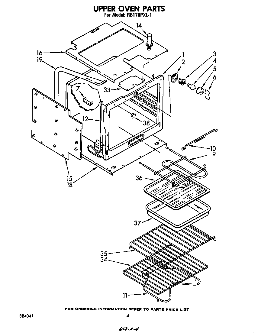 Whirlpool RB170PXL1 upper oven diagram