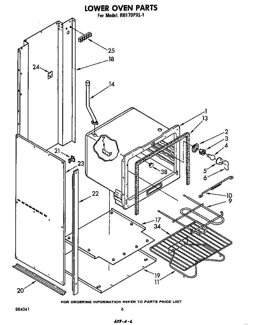 Whirlpool RB170PXL1 lower oven diagram