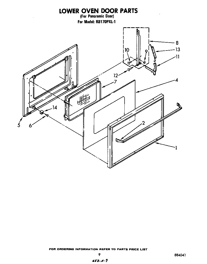 Whirlpool RB170PXL1 lower oven door diagram