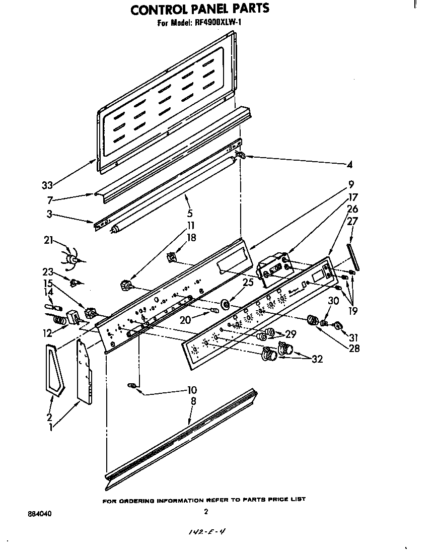 Whirlpool RF4900XLW1 control panel diagram