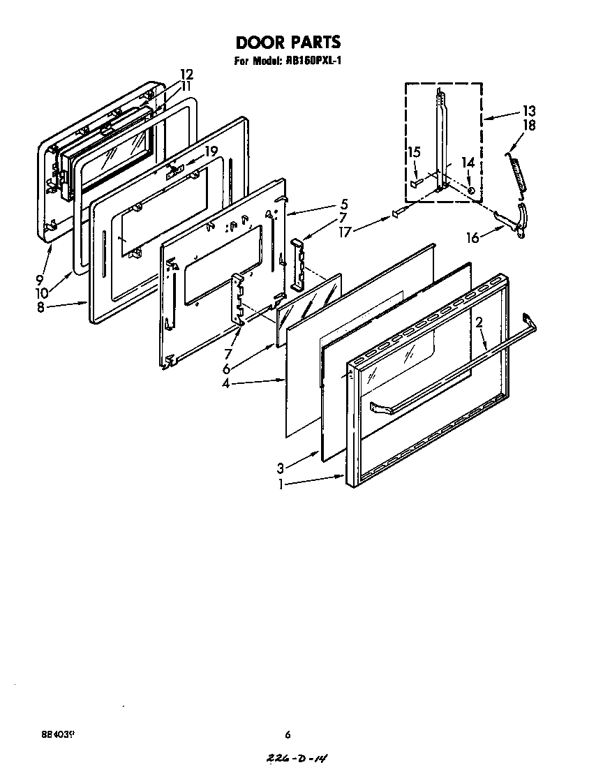 Whirlpool RB160PXL1 door parts diagram