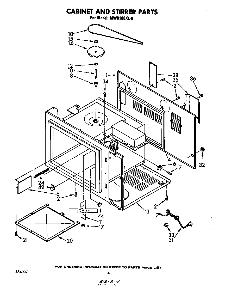 Whirlpool MW8100XL0 cabinet and stirrer diagram