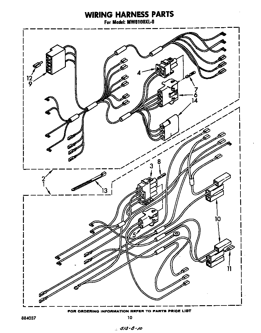 Whirlpool MW8100XL0 wiring harness diagram