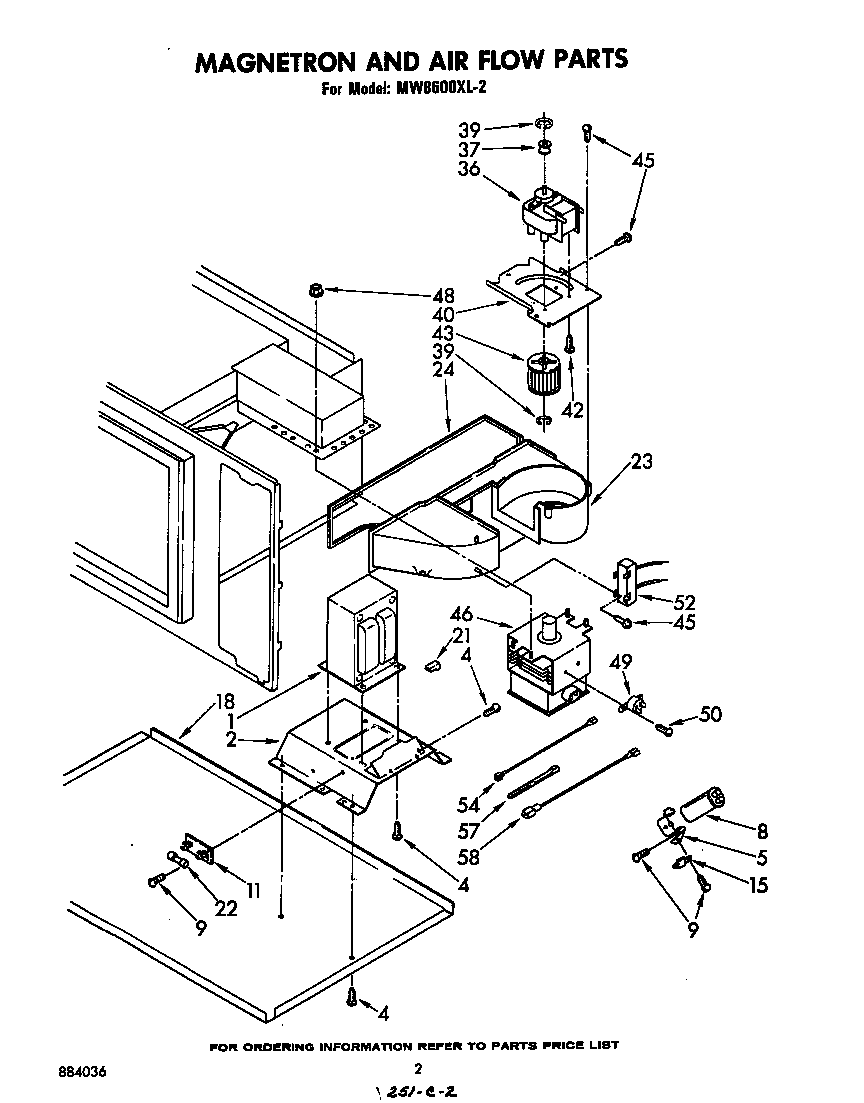 Whirlpool MW8600XL2 magnetron and air flow diagram