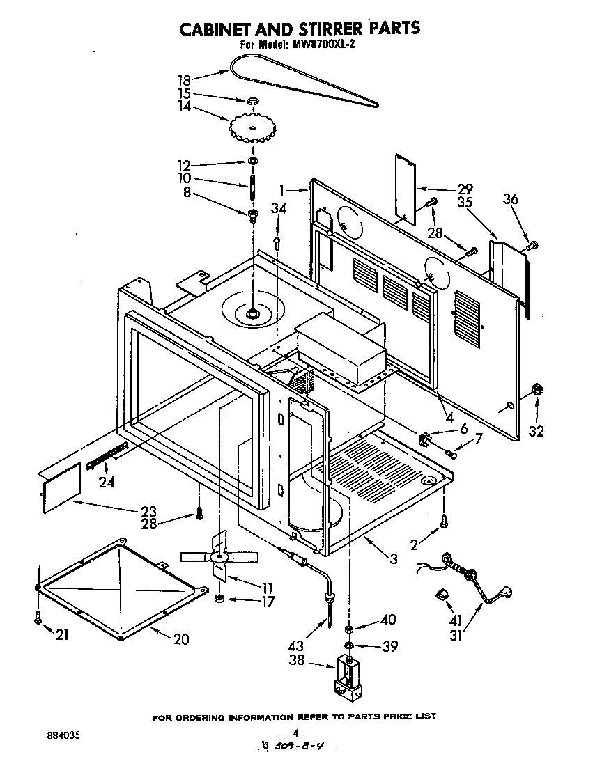 Whirlpool MW8700XL2 cabinet and stirrer diagram