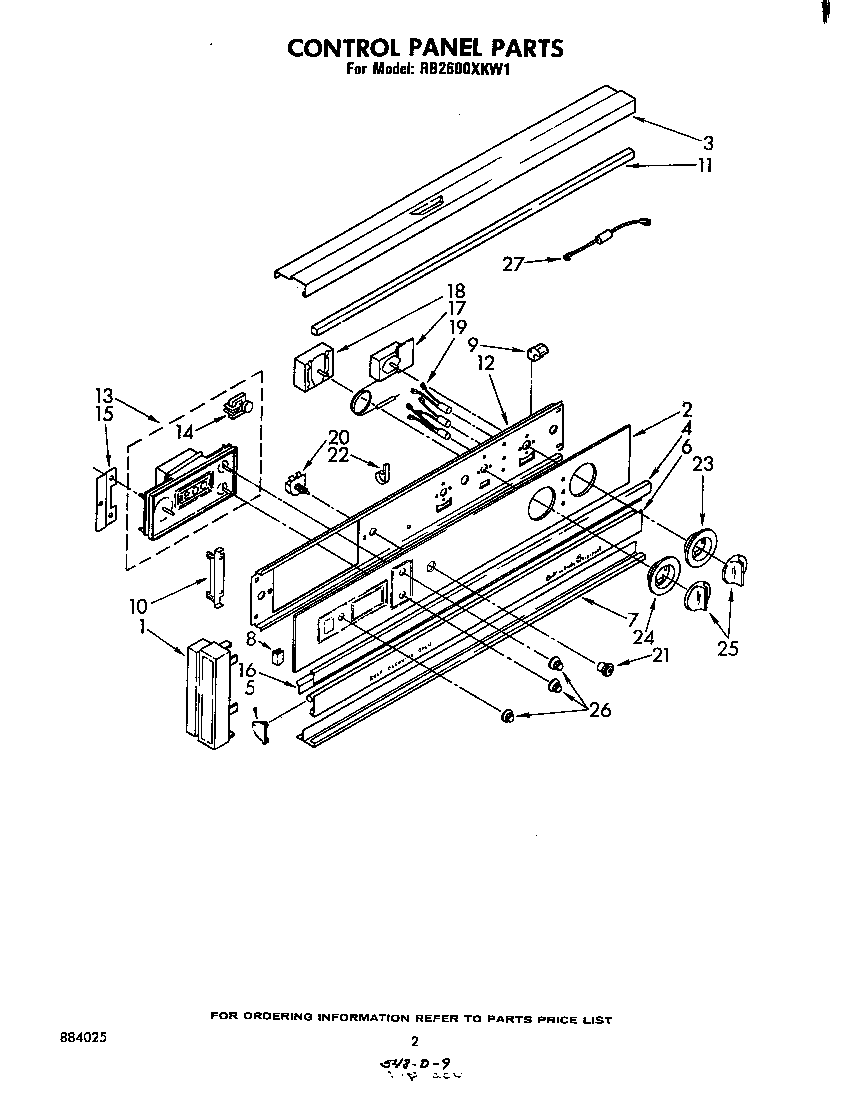 Whirlpool RB2600XKW1 control panel diagram