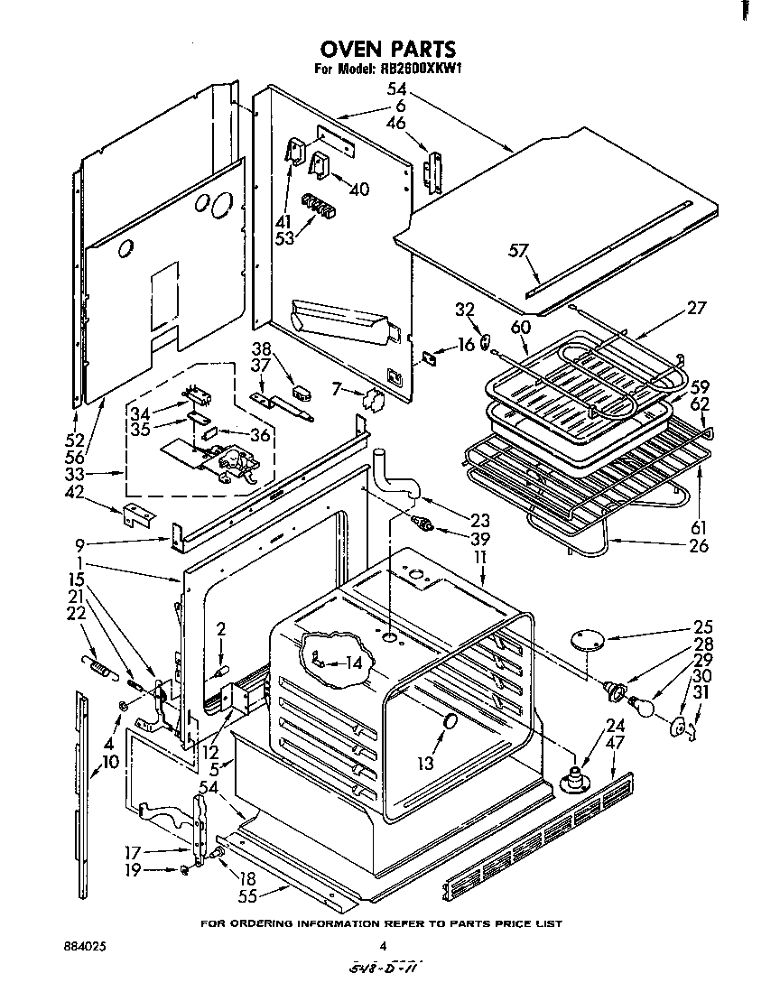 Whirlpool RB2600XKW1 oven body diagram