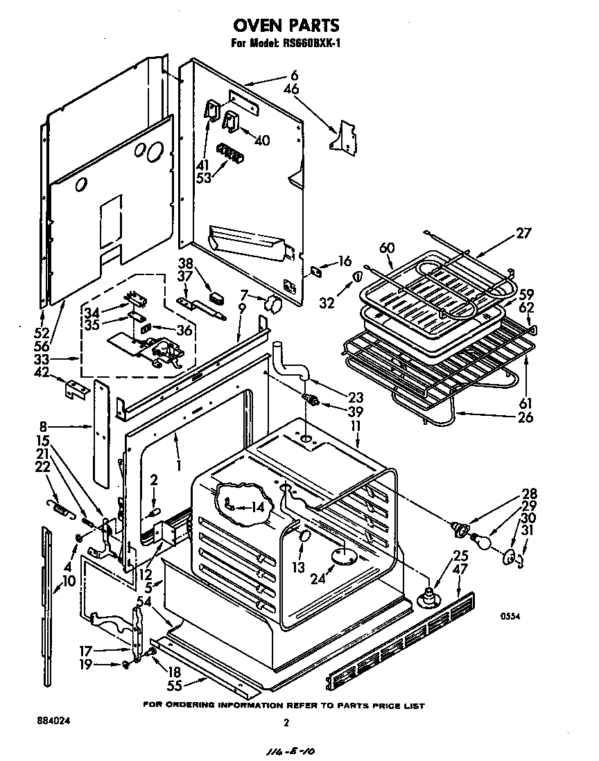 Whirlpool RS660BXK1 oven parts diagram