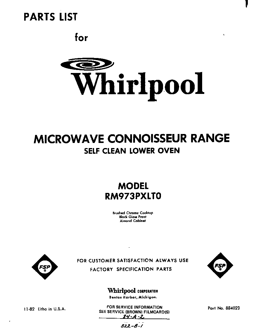 Whirlpool RM973PXLT0 front cover diagram