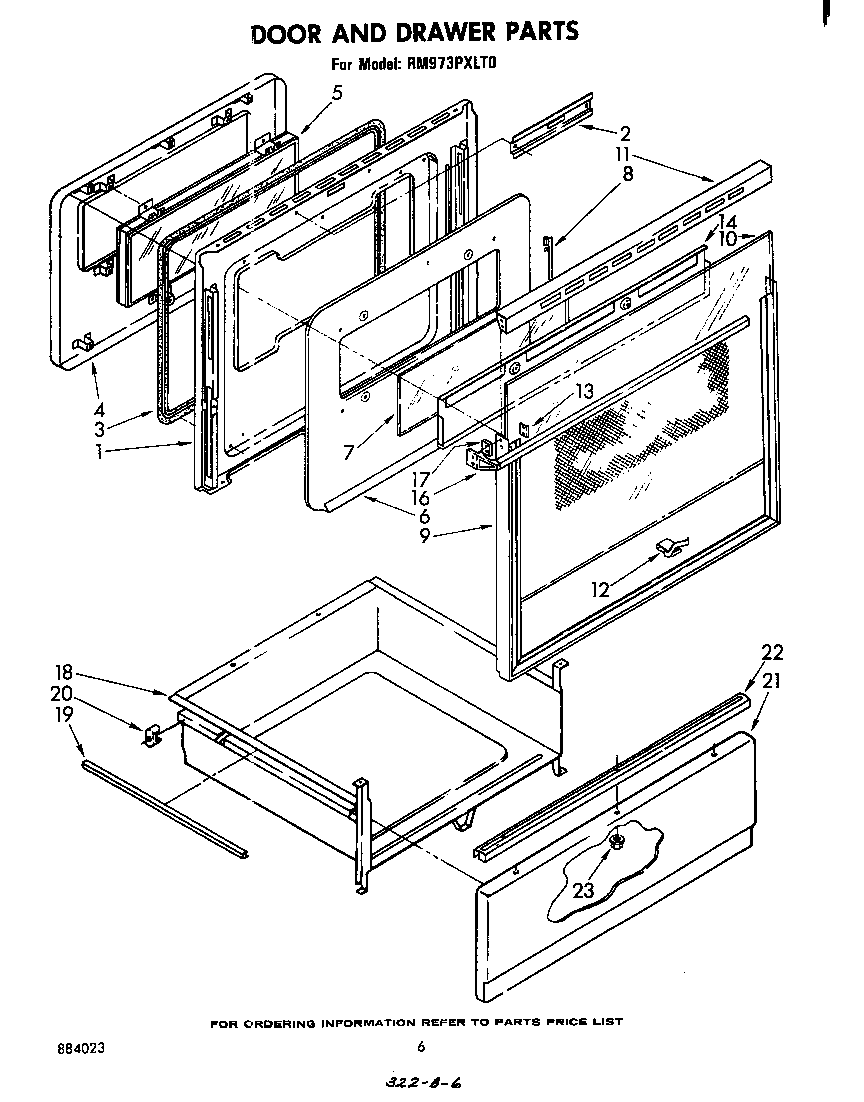 Whirlpool RM973PXLT0 door and drawer diagram