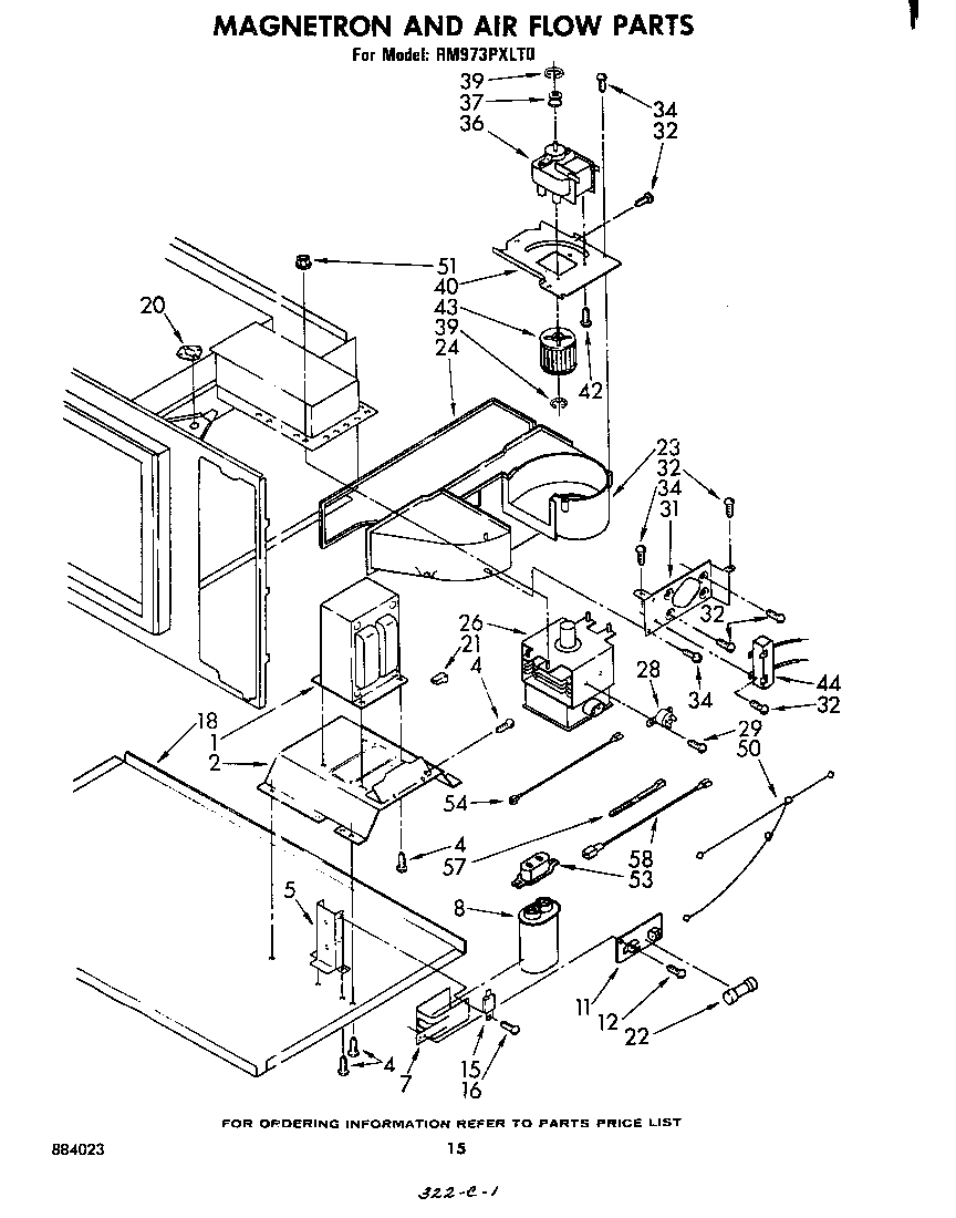 Whirlpool RM973PXLT0 magnetron and air flow diagram