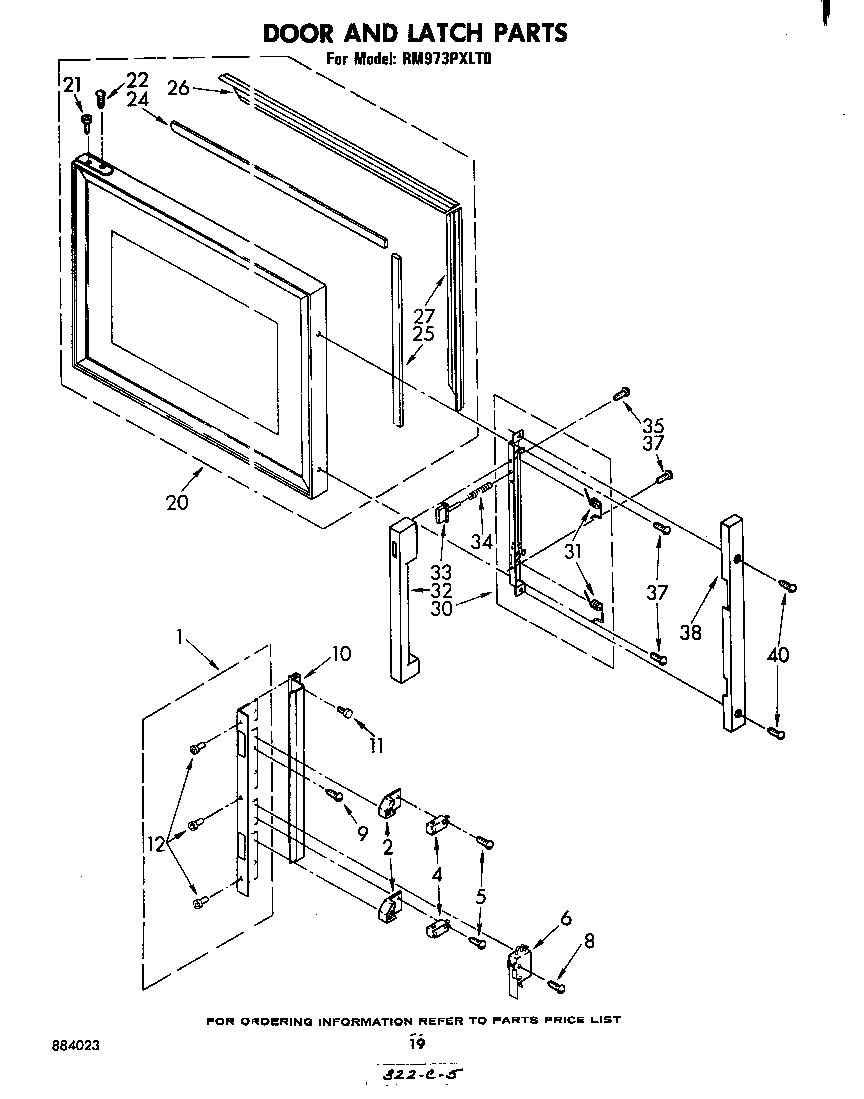 Whirlpool RM973PXLT0 door and latch diagram