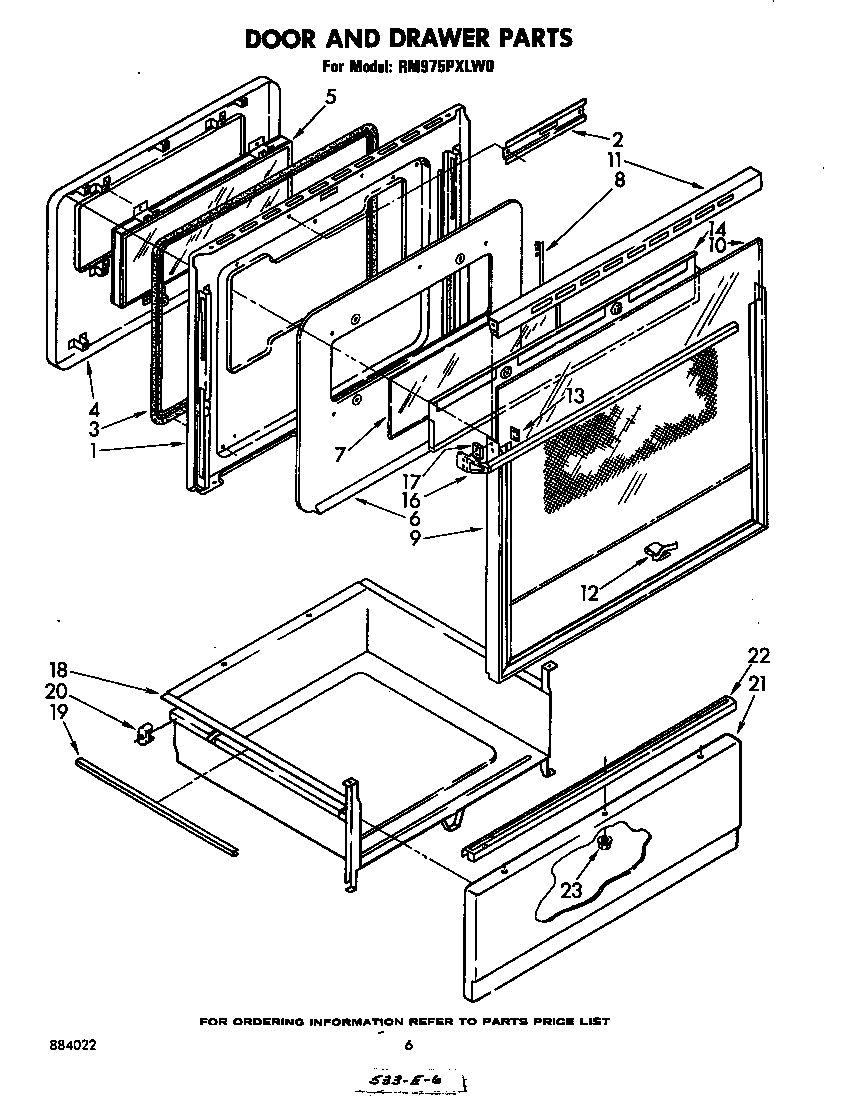 Whirlpool RM975PXLW0 door and drawer diagram