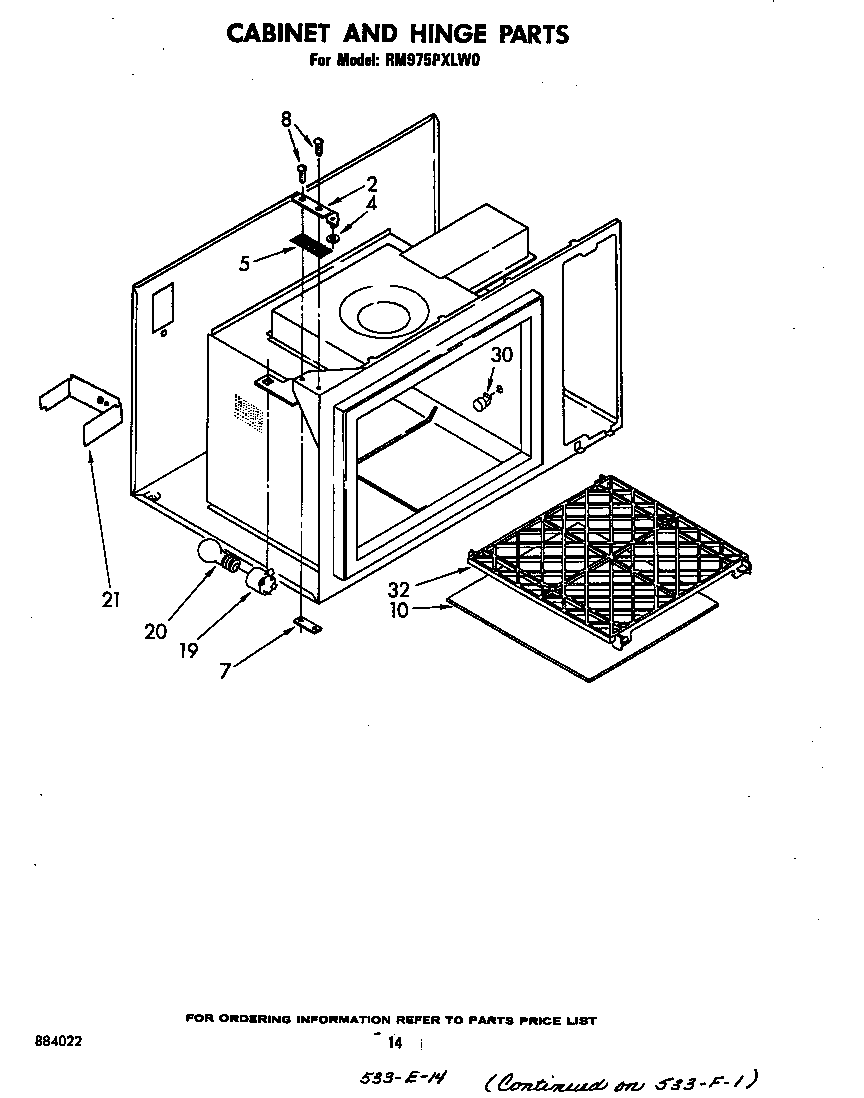 Whirlpool RM975PXLW0 cabinet and hinge diagram