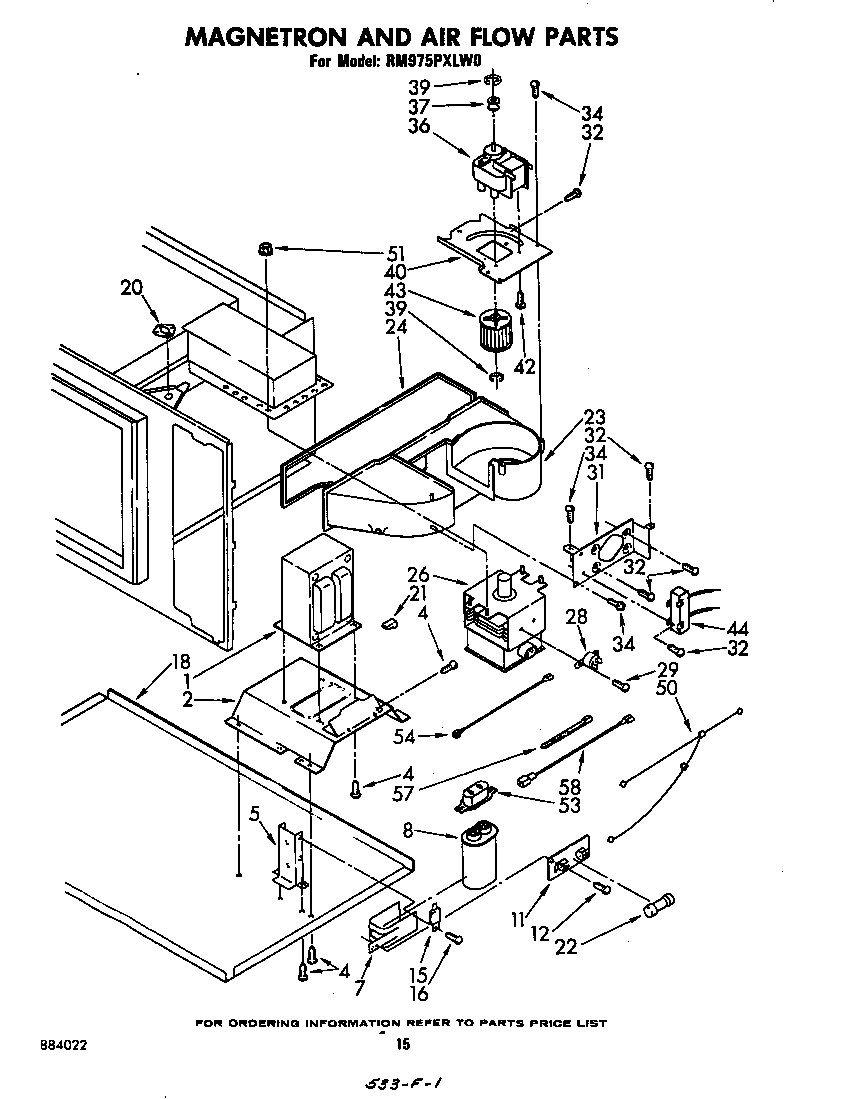 Whirlpool RM975PXLW0 magnetron and airflow diagram