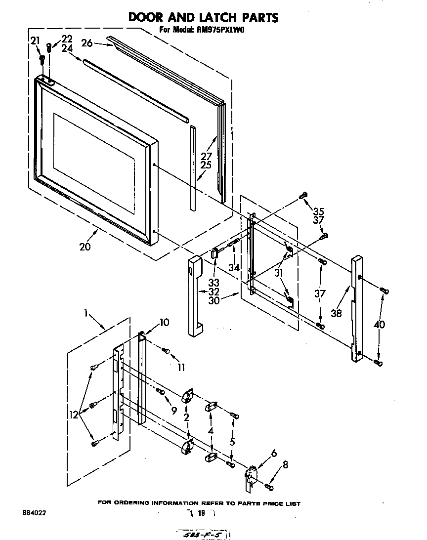 Whirlpool RM975PXLW0 door and latch diagram