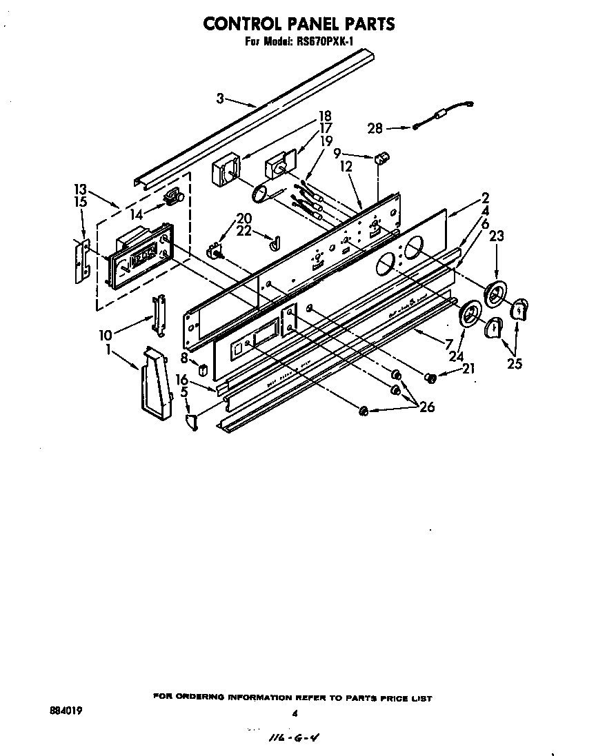 Whirlpool RS670PXK1 control panel diagram