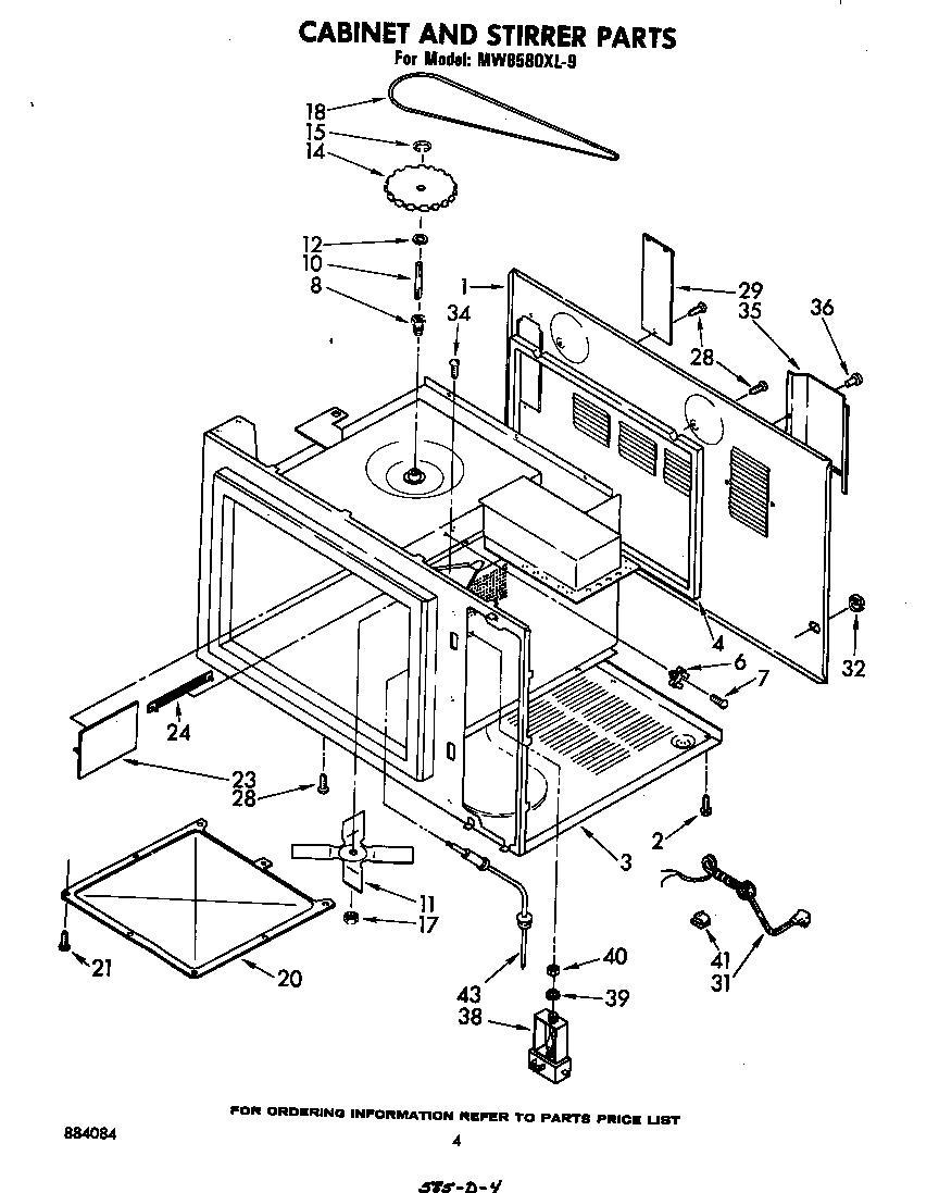 Whirlpool MW8580XL9 cabinet and stirrer diagram