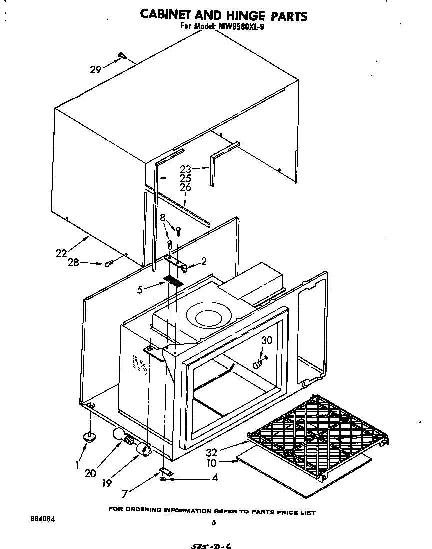 Whirlpool MW8580XL9 cabinet and hinge diagram