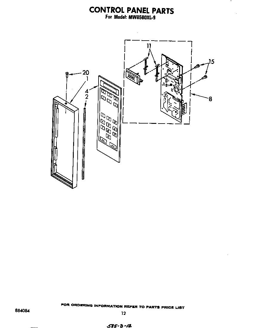 Whirlpool MW8580XL9 control panel diagram