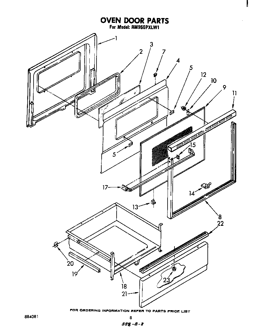 Whirlpool RM955PXLW1 oven door diagram