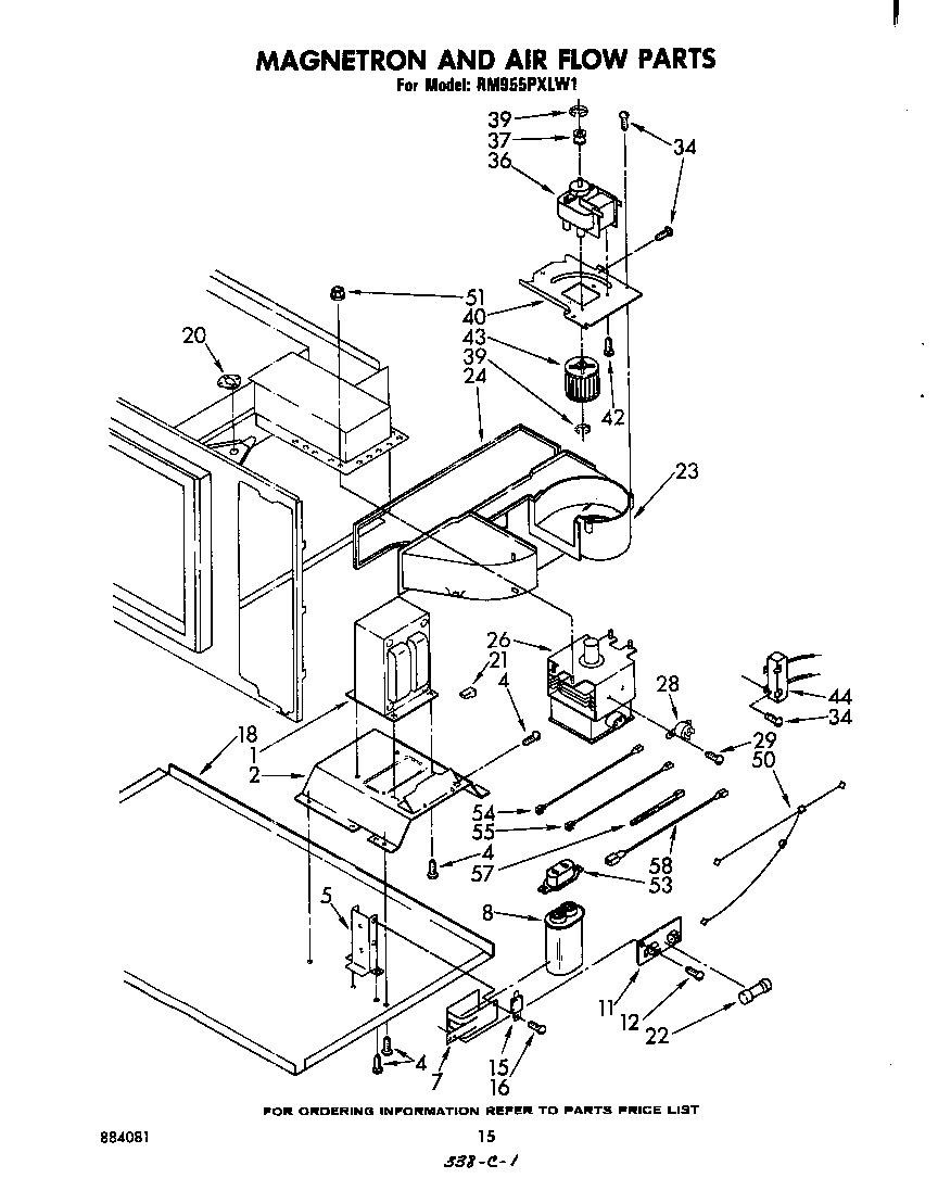 Whirlpool RM955PXLW1 magnetron and air flow diagram