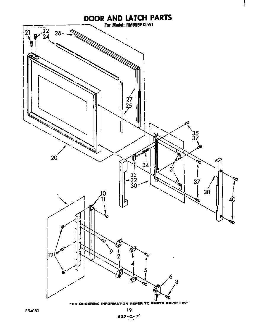 Whirlpool RM955PXLW1 door and latch diagram