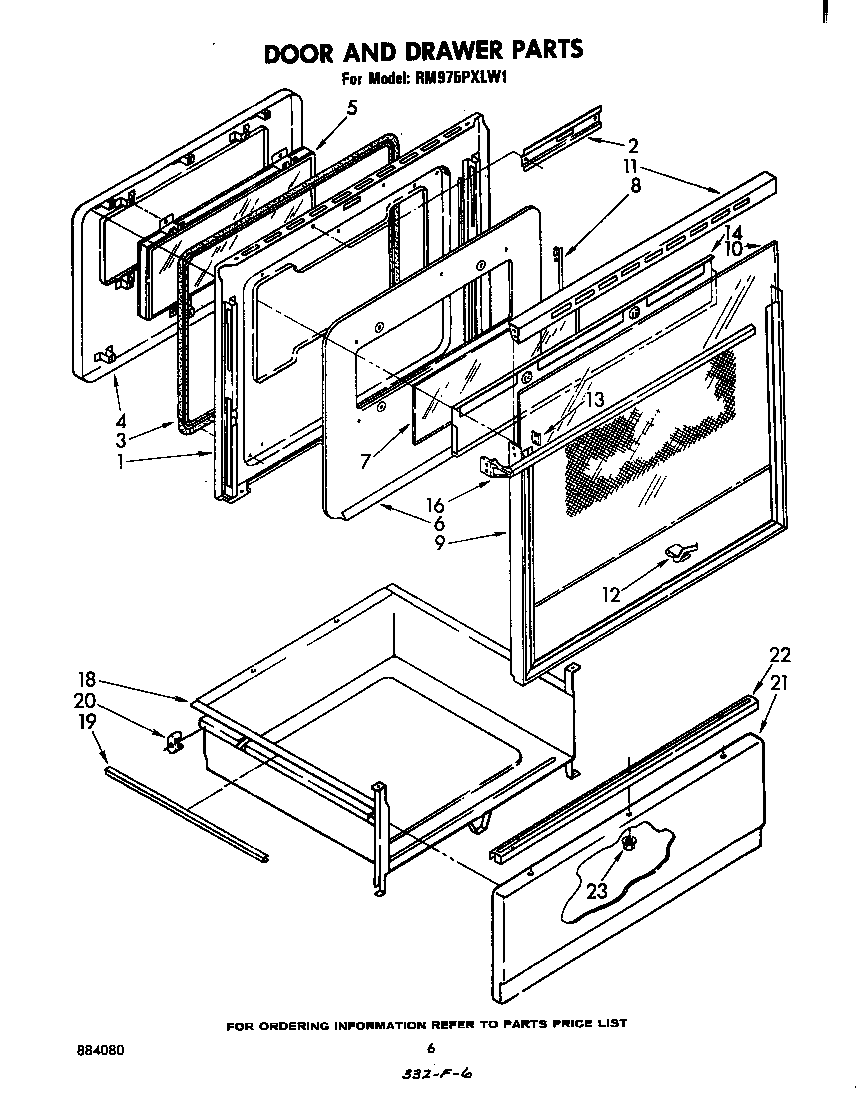 Whirlpool RM975PXLW1 door and drawer diagram