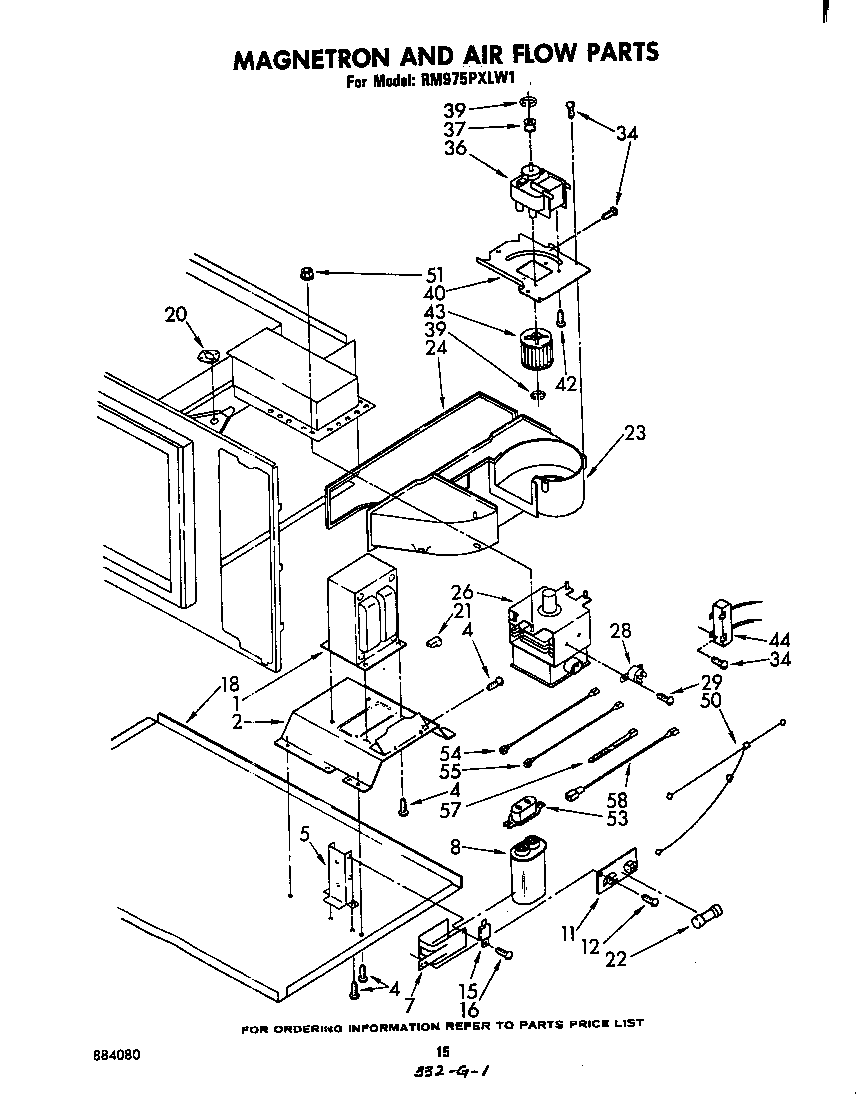 Whirlpool RM975PXLW1 magnetron and air flow diagram